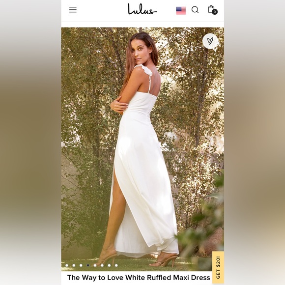 Lulus White Ruffled Maxi Dress worn once! Perfect for a wedding related event! - Picture 5 of 6